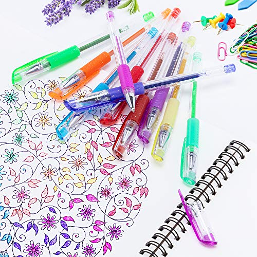 Tanmit 100 Coloring Gel Pens Set for Adults Coloring Books- Gel Colored Pen for Drawing, Writing & Unique Colors Including Glitter, Neon, Standard, Symhony, Milky & Metallic