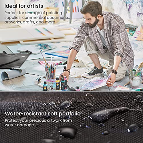 ARTEZA Art Portfolio Case, 24 x 36 inches, Black, Large Soft Art Storage Folder for Artwork Organization