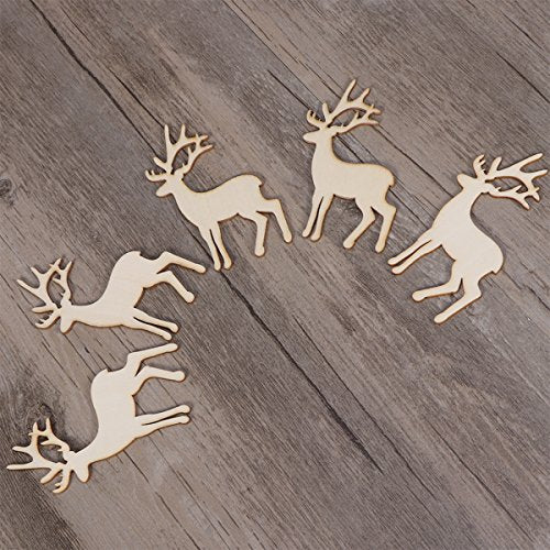 TINKSKY 15pcs Christmas Reindeer Ornaments Blank Wood Gift Tags Crafts Wood Slices