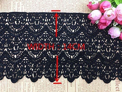14CM Width Europe Long Pattern Inelastic Embroidery Lace Trim,Curtain Tablecloth Slipcover Bridal DIY Clothing/Accessories.(2 Yards in one Package) (Khaki)