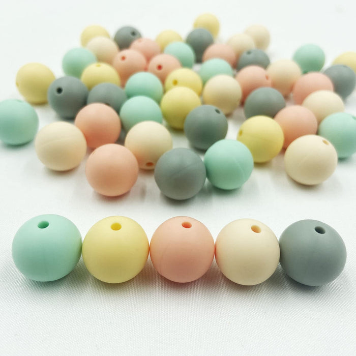 Silicone Round Beads 15mm 50pc Loose Beads for DIY Jewelry Necklace and Bracelets Making Accessories