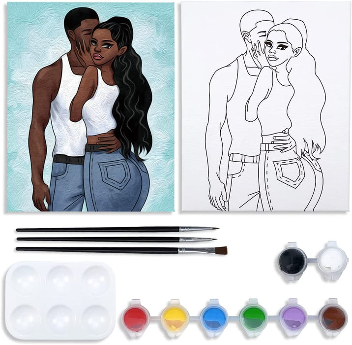 VOCHIC Couples Paint Party Kits Pre Drawn Canvas for Adults for Paint and Sip Date Night Games for Couples Painting kit 8x10 Girl Boy