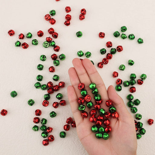 LUTER 100pcs Christmas Jingle Bells, 0.5 Inch Small Christmas Jingle Bells Ornaments 50pcs Green Bells 50pcs Red Bells Jingle Bells Bulk for Wreath Jewelry Making Home Christmas Decoration