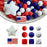 Silicone Loose Beads US Flag for Keychain DIY, Silicone Beads Round Rubber Beads Polygonal Star Beads Making Kit for Bracelet Necklace Jewelry Crafts-74PCS