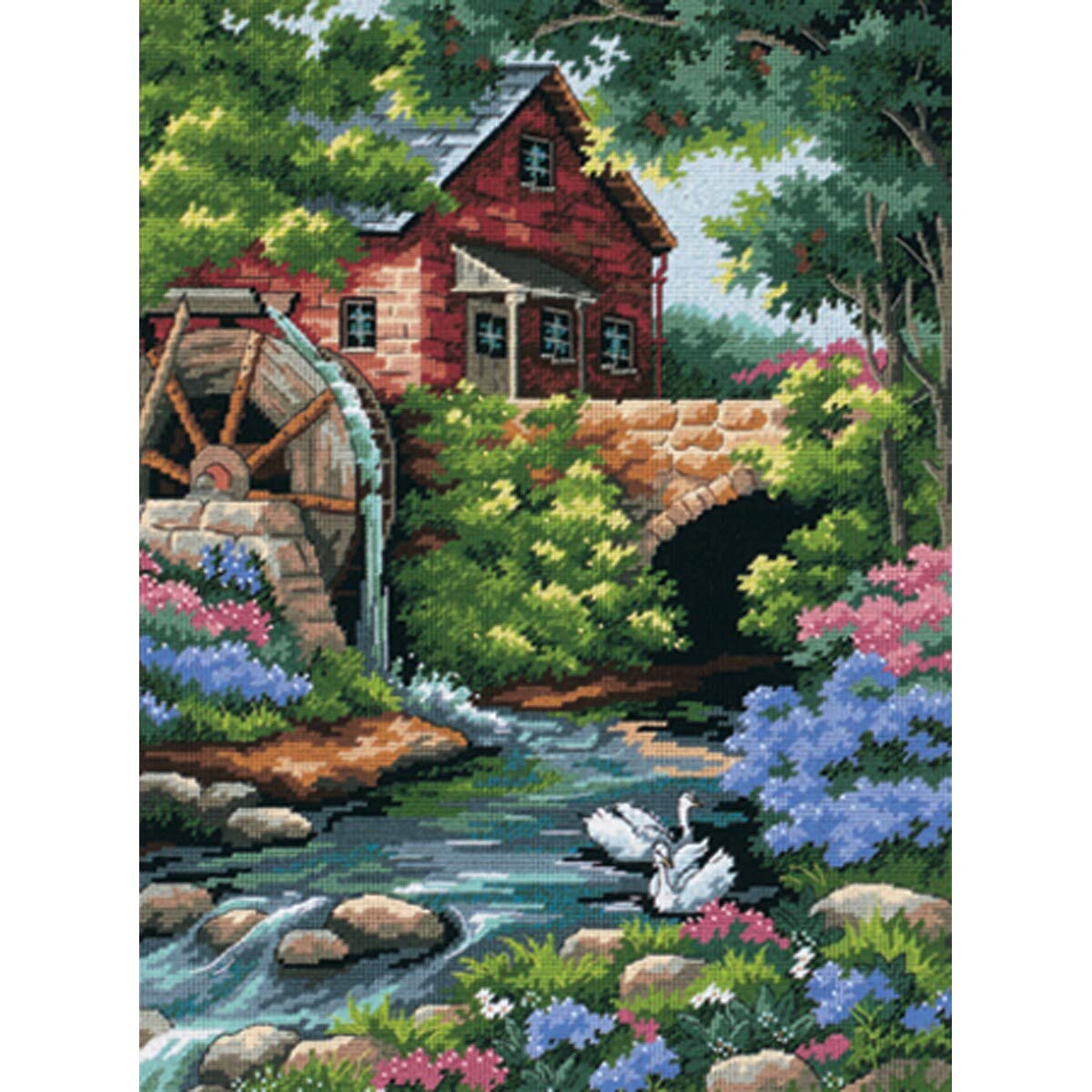 DIMENSIONS 2484 Old Mill Cottage Needlepoint Kit, 12'' W x 16'' H