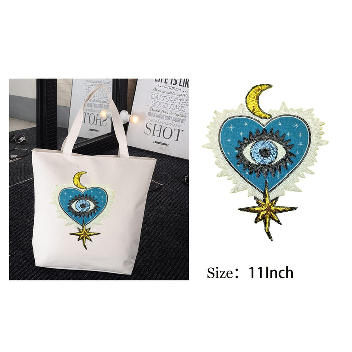 Iron on Patches Sequin Patch Embroidered Patches Applique Compatible Clothing Jeans T-Shirt Hoodies (Blue)