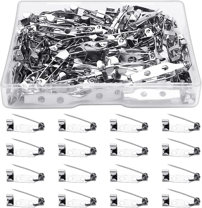 100 Pcs Bar Pins Backs Safety Clasp, Locking Pins Silver Brooch Clasp Pins Bar Jewelry Pins for Badges DIY Craft Sewing Baby Shower Wedding Name Tags (20mm)