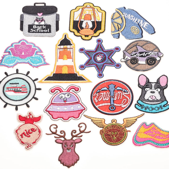 Butie 15pcs Assorted Styles Embroidered Patches, Sew on / Iron on Patches, Applique for Clothes Dress Pants Hats Jeans, Sewing Flowers Applique DIY Accessory(Hybrid Patch)