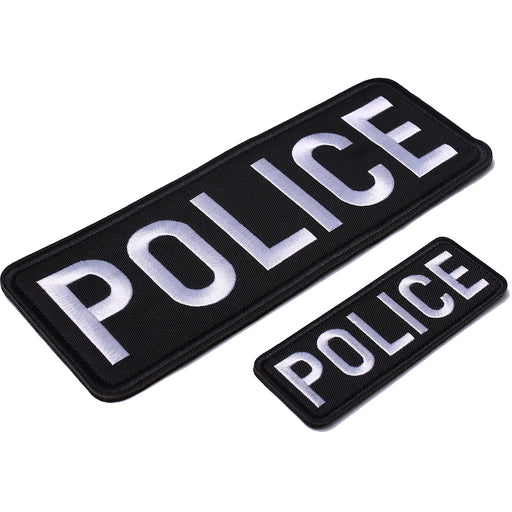 GYGYL 2 Pack Black Police Patch with Hook and Loop, for Police Vest Jacket Back Panel (1Pcs Small and 1Pcs Large )