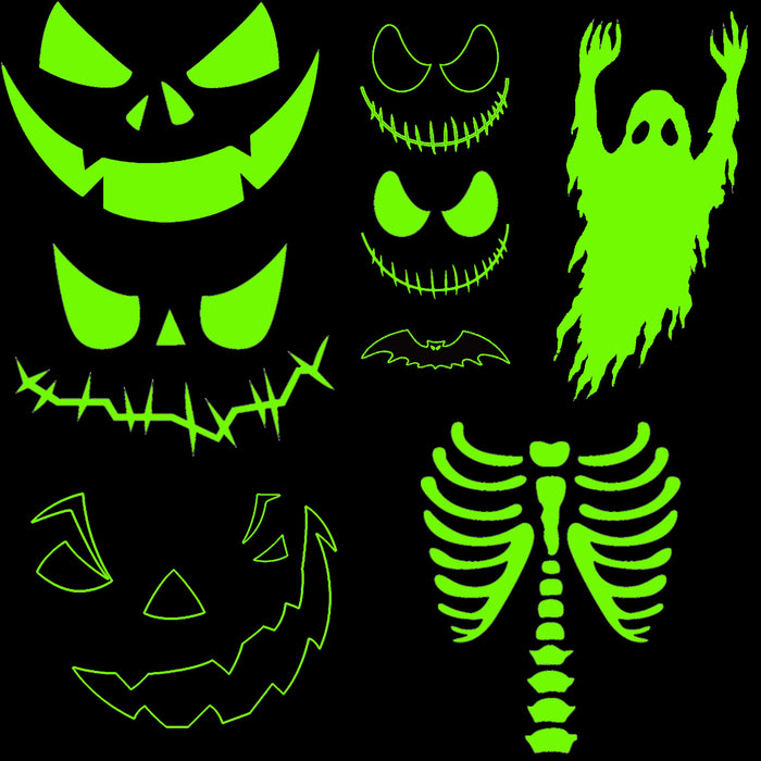 Halloween Heat Transfer Vinyl HTV Stickers Skull Skeleton Ghost Treat or Trick Clown Glow in Dark Iron on Vinyl Patches for Fall Halloween DIY Craft Fabric Clothes Hats Bags Pillows Decoration