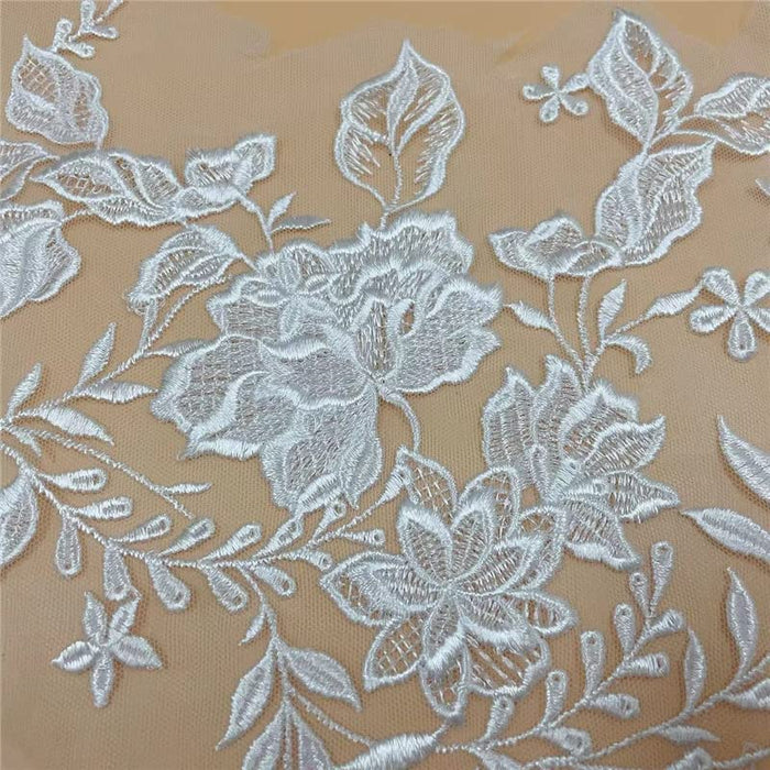 4 Pack Flower Lace Applique Lace Patches for Wedding Dress DIY Clothing Flower Applique Collar Material 2 Pairs Embroidered Appliques, Patch Lace in White, 16*12''