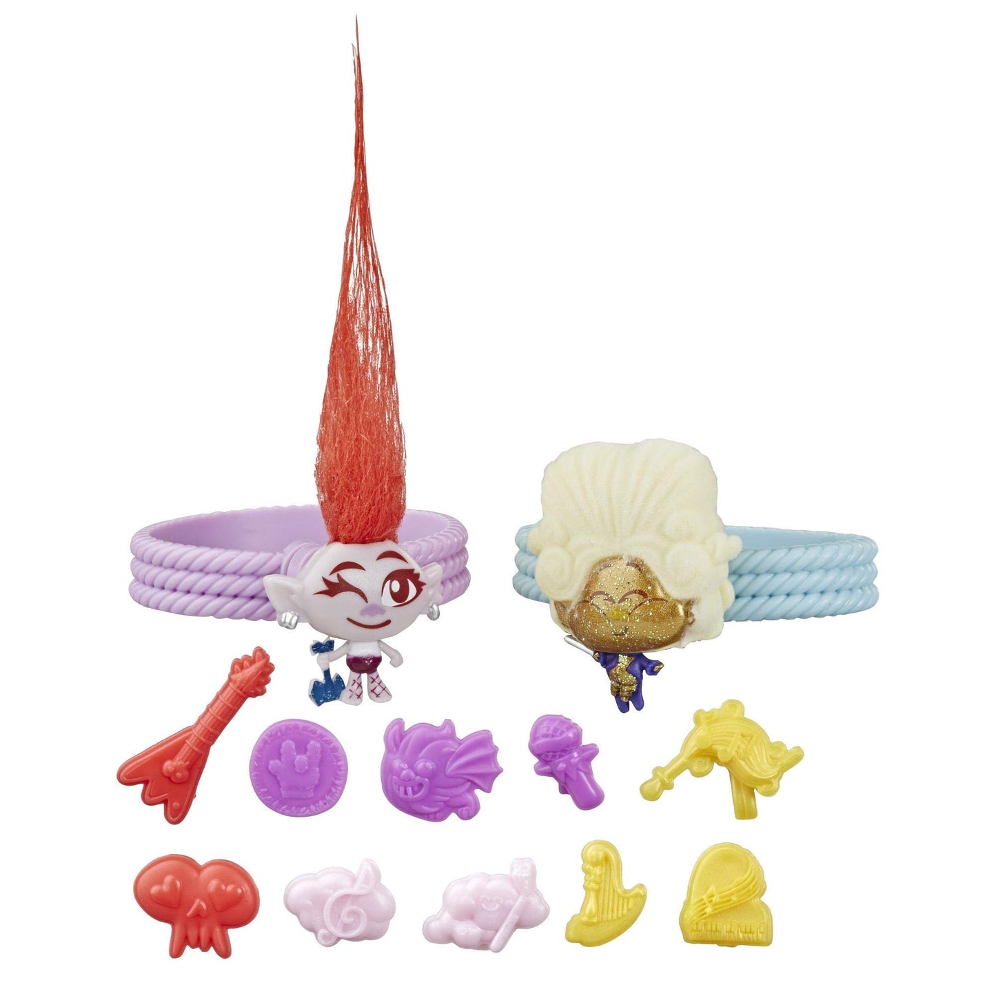 Trolls Hasbro DreamWorks Tiny Dancers Friend Pack with 2 Tiny Dancers Figures,2 Bracelets,and 10 Charms,Toy Inspired by The Movie World Tour