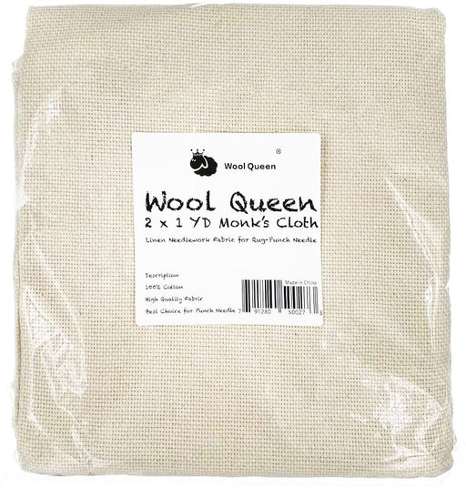 Wool Queen 70"x 39", 2 Yard Length by 1 Yard Width Monk's Cloth, Cotton Punch Needle Fabric for Rug-Punch-Suit for Handwork