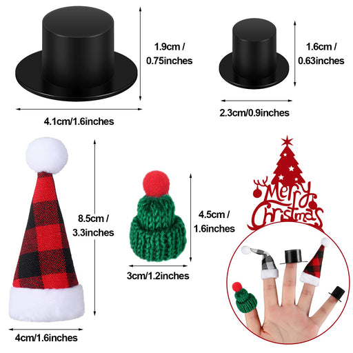 WILLBOND 120 Pieces Mini Christmas Knit Hat Mini Santa Hat Xmas Black Plastic Christmas Hat Christmas Doll Crafts Hat for Christmas Tree Ornaments DIY Craft Art Decoration (Plaid),One Size
