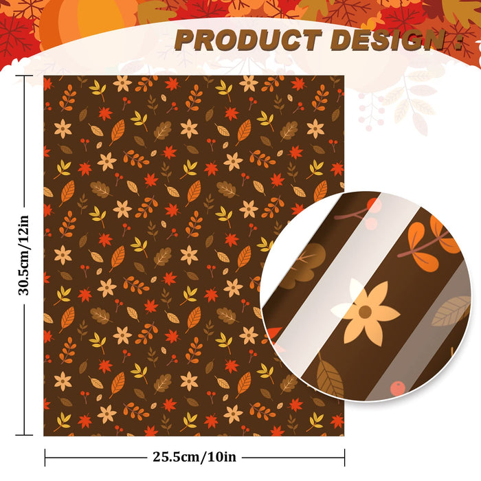 AnyDesign 9 Sheet Fall Heat Transfer Vinyl Red Brown Glitter HTV Iron On Vinyl Pumpkin Autumn Leaves Adhesive Craft Vinyl for Fall Harvest Thanksgiving DIY Fabric Silhouette Hat Bag Craft Supplies