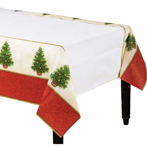Classic Christmas Tree Paper Table Cover - 54" x 102" Red/Green 1 Pc.