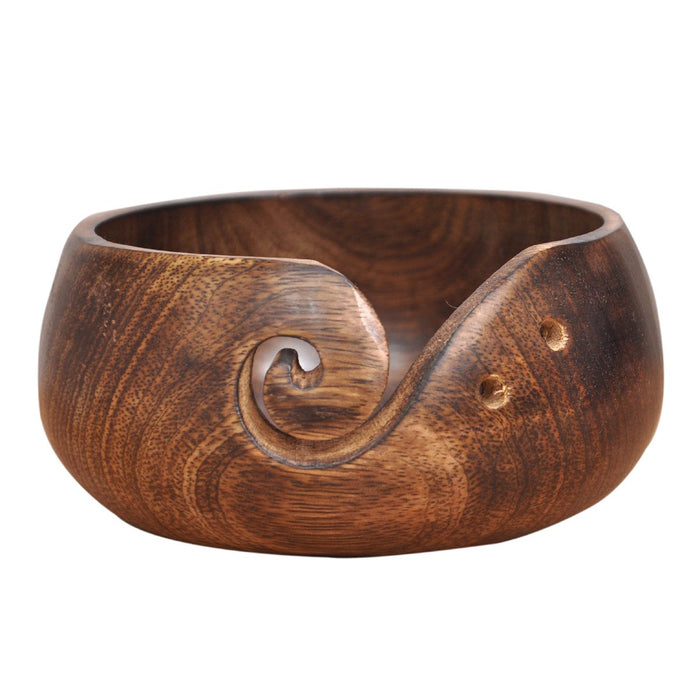 Robin Exports Kitchen Supplier Wooden Yarn Bowl Hand Made By Indian Artisans With Premium Mango Wood For Knitting And Crochet - With Holes To Keep Knitting Needles - Christmas Collection 2021