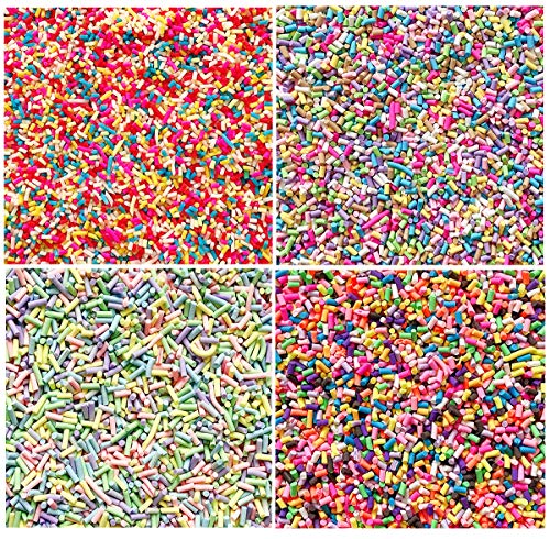 EHOPE Fake Sprinkles Faux Sprinkles Clay Sprinkles For Resin Nail Art Slices Polymer Slices Fake Candy Sugar Sprinkles for Nail Art DIY Crafts Cake Phone Case ( Sugar granules-120g-4 colors )