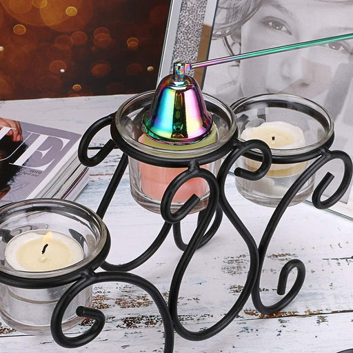 OwnMy 4 in 1 Candle Accessory Set - Candle Wick Trimmer, Candle Wick Dipper, Candle Wick Snuffer, Storage Tray Plate, Candle Care Tools Gift for Candle Lovers (Multicolor)