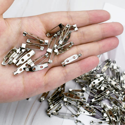 100 Pcs Bar Pins Backs Safety Clasp, Locking Pins Silver Brooch Clasp Pins Bar Jewelry Pins for Badges DIY Craft Sewing Baby Shower Wedding Name Tags (20mm)