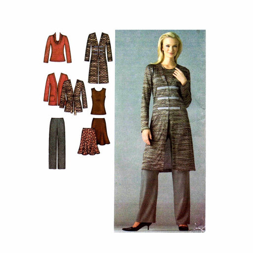 Simplicity Karen Z Pattern 3634 Women's Pants, Skirt, Knit Cardigan in 2 Lengths and Tops Size 20W-28W
