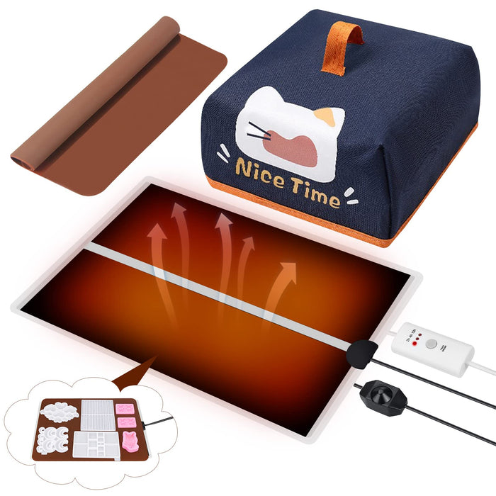 Resin Molds Heating Pad, Resin Curing Machine, Epoxy Resin Dryer Mat with Timing Function Suitable for Keychain, Jewelry, Coaster Silicone Mold, 1.5 Hour Quick Demold