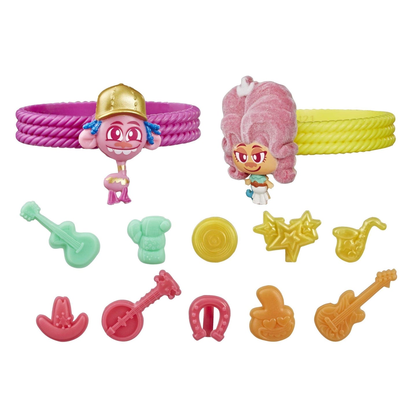 Trolls Hasbro DreamWorks Tiny Dancers Friend Pack with 2 Tiny Dancers Figures,2 Bracelets,and 10 Charms,Toy Inspired by The Movie World Tour