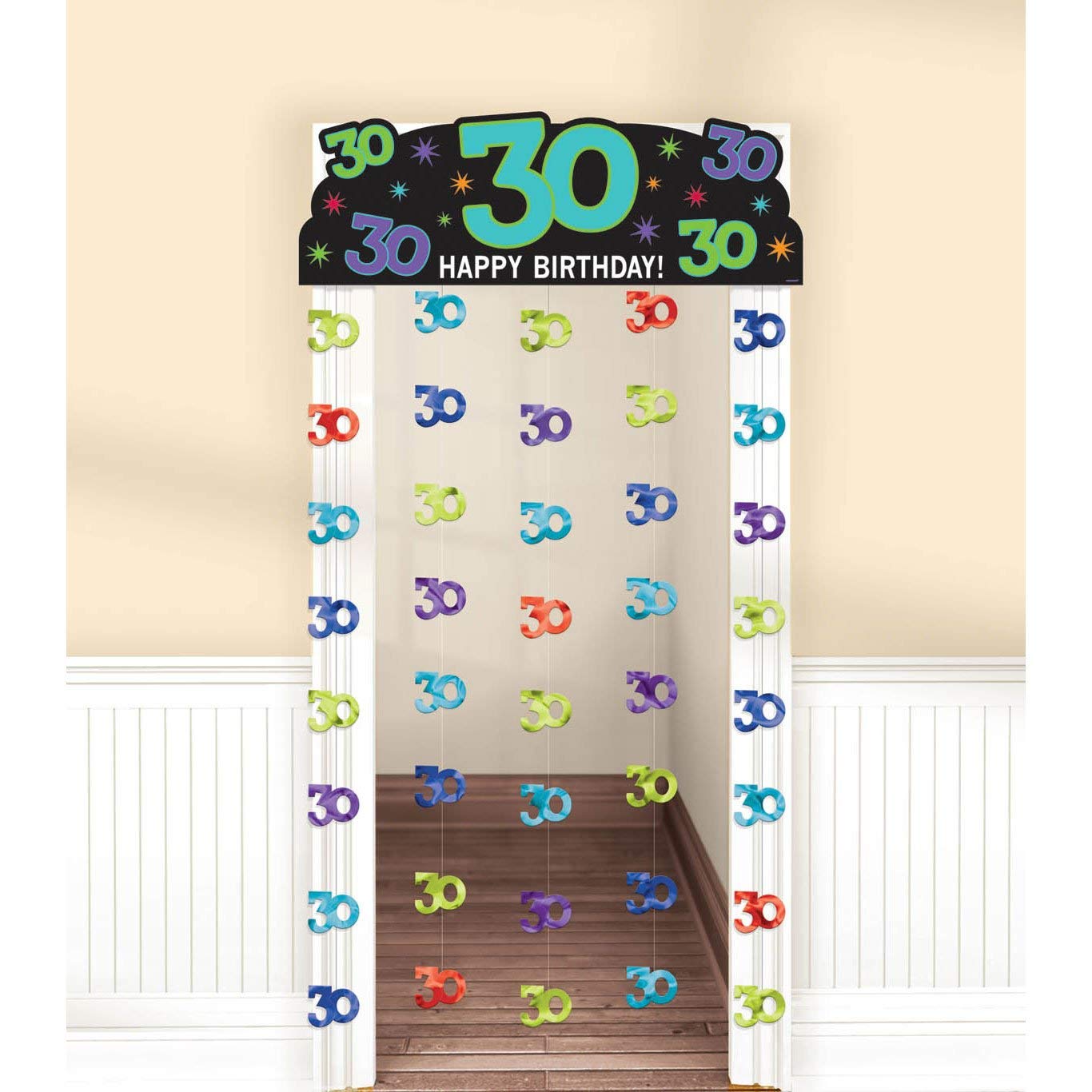 Amscan 240323 Happy 30th Birthday Doorway Curtain, 1ct