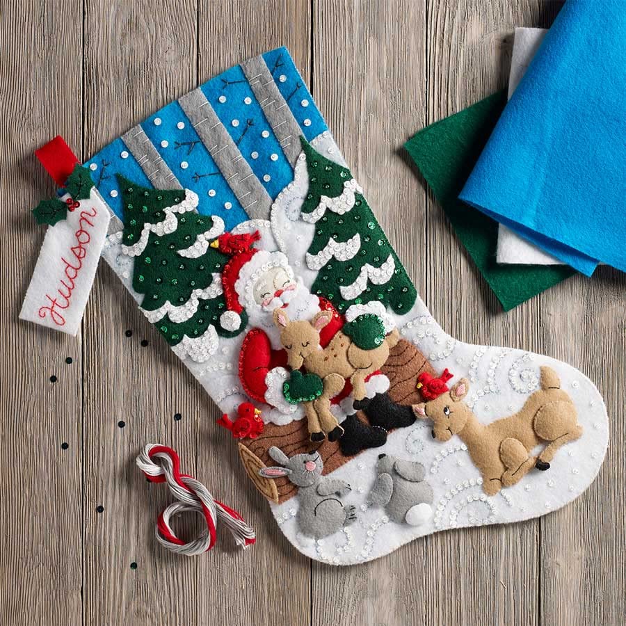 Bucilla Santa's Forest Family Kit Stocking, multi