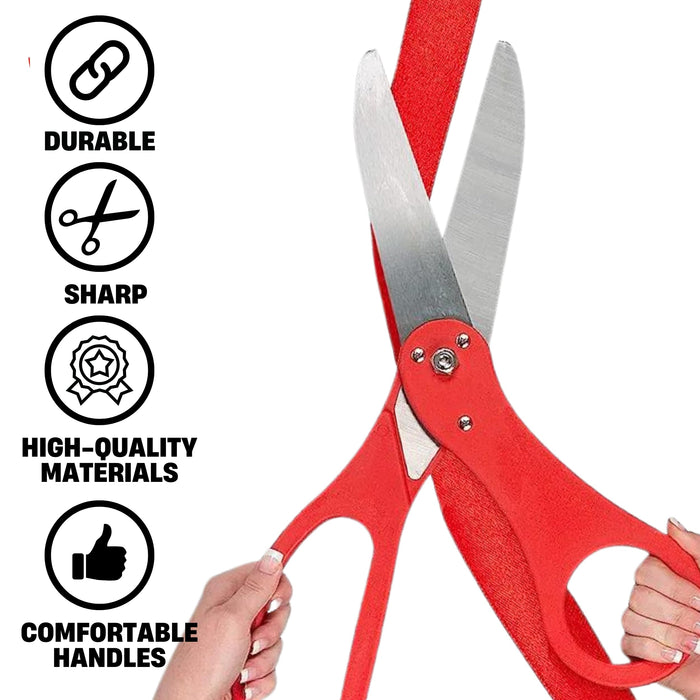 Red Ribbon Cutting Ceremony Kit – 20 Inch Giant Scissors and Ribbon Giants Ribbon Cutting Scissors with Red Ribbon Grand Opening Ribbon and Scissors for Special Events Inaugurations and Ceremonies