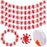 60 Pcs Christmas Glass Peppermint Candy Beads Christmas Tree Hanging Candy Cane Ornament for Holiday Jewelry Making with Stretch Bead Cord Christmas Party Favor Red and White Striped (Peppermint)
