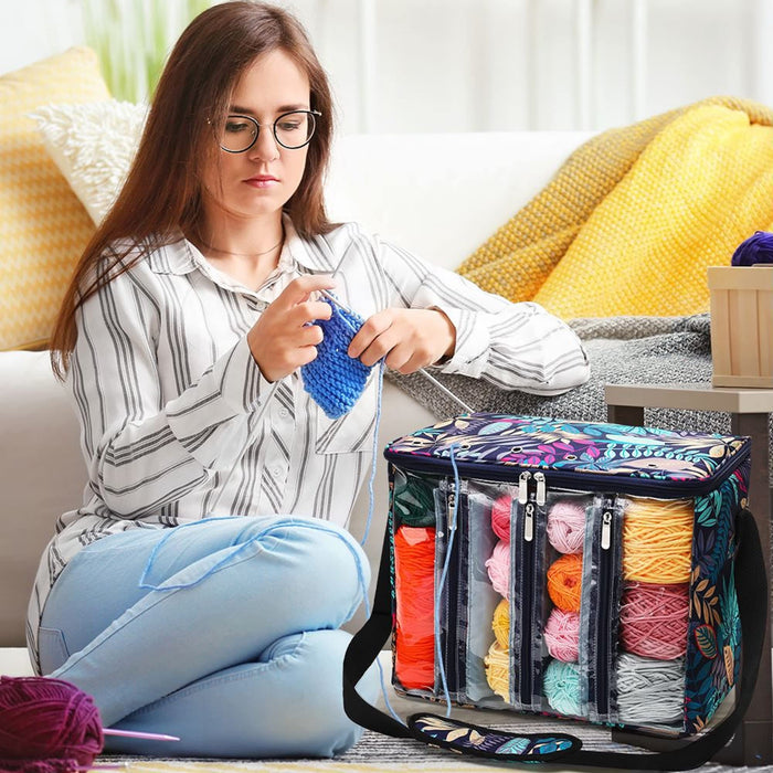 Crochet Bag Knitting Bags, Totes Organizer, Traveling Crochet Bags Yarn Bag for Carrying Crochet Hooks, Knitting Kit, Skein Yarn Wool