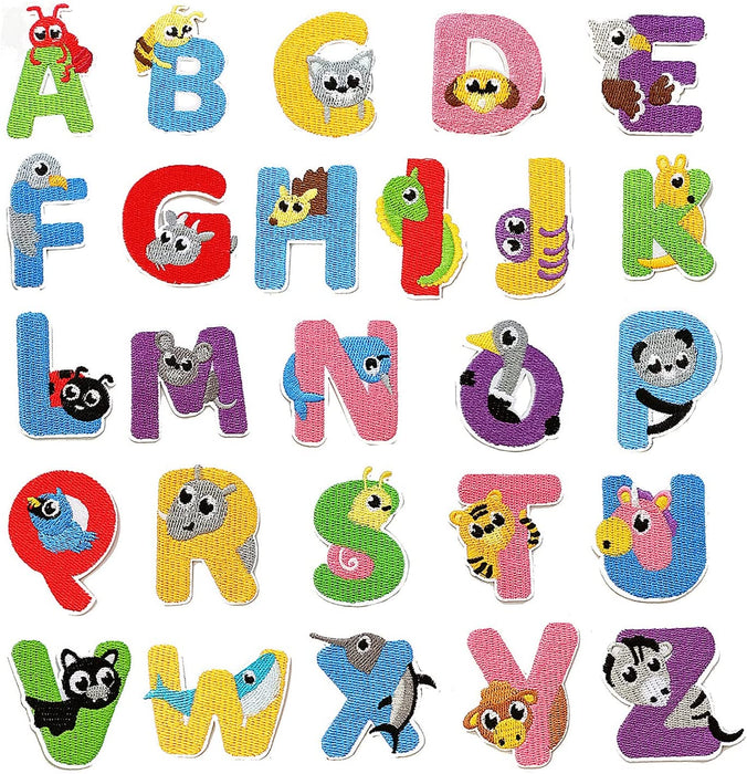 MISDONR Iron On Letter Patches, 2 Sets (52 Pieces) A-Z Cute Embroidery Alphabet Patches for Kids Clothing Backpacks