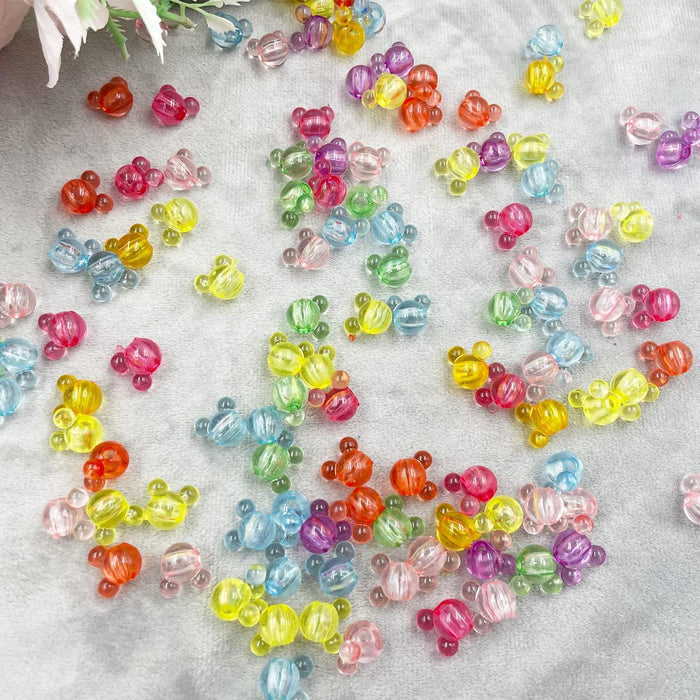 Acrylic Beads, 220 Mouse Head Beads Transparent Pony Beads,12mm Pastel Cartoon Spacer Beads Cute Loose Beads Bulk for DIY Necklace Bracelets Headwear Phone Lanyard Crafts Making Hair Accessories