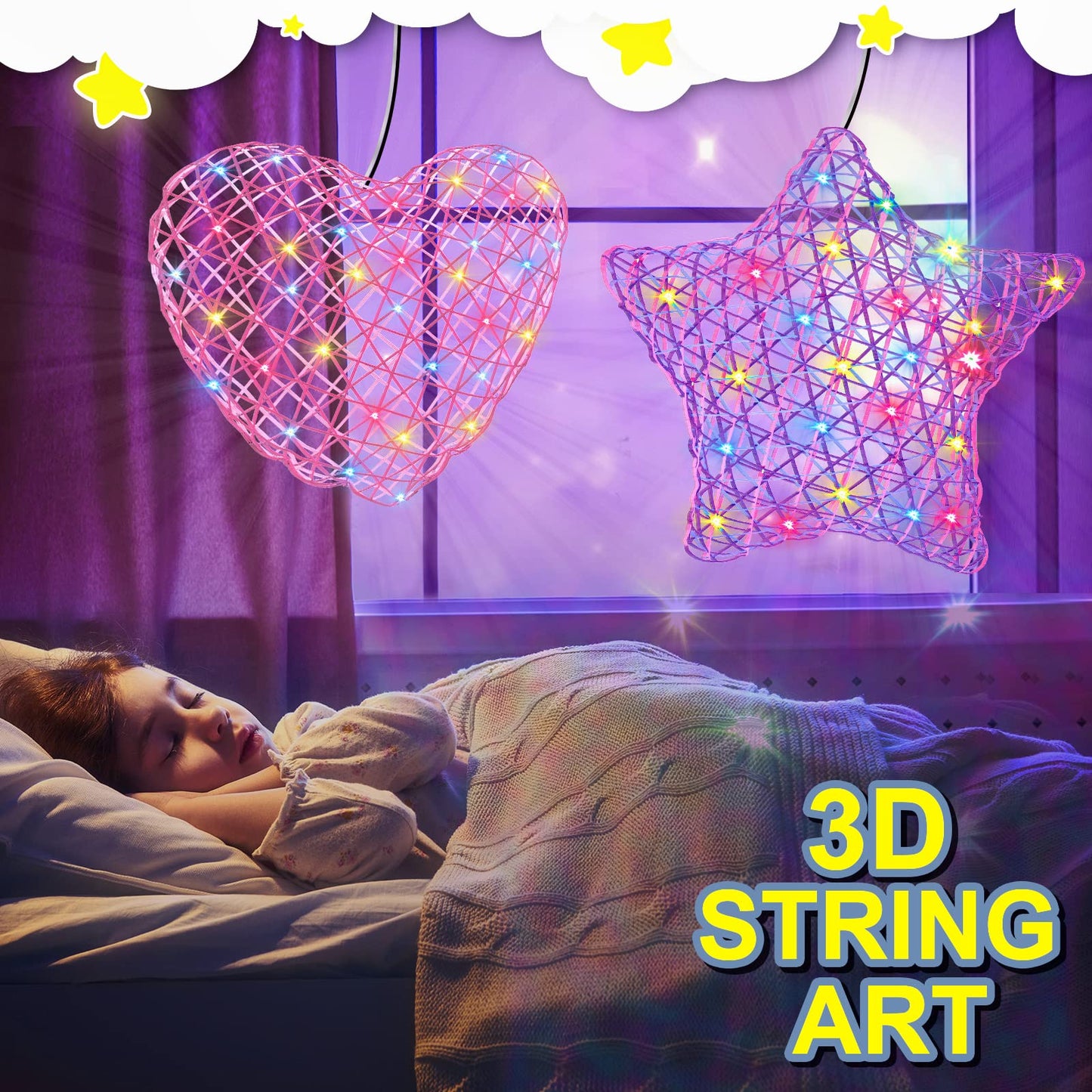 3D String Art Teen Girls Gifts 8 9 10 11 12 Year Old Girl Toys, Crafts for Girls and Boys Ages 8-12, DIY Lantern Arts & Craft Kits for Kids Christmas Birthday Gifts Girl Toys