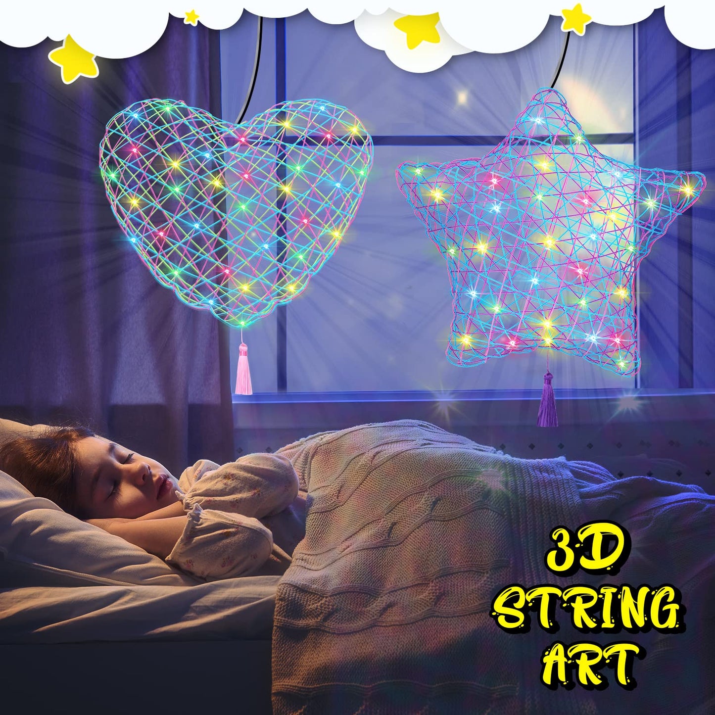 3D String Art Teen Girls Gifts 8 9 10 11 12 Year Old Girl Toys, Crafts for Girls and Boys Ages 8-12, DIY Lantern Arts & Craft Kits for Kids Christmas Birthday Gifts Girl Toys