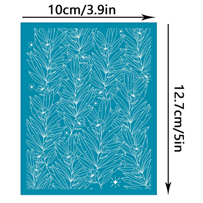 OLYCRAFT Clay Stencils Flower Leaf Pattern Non-Adhesive Silk Screen Printing Stencil Reusable Clay Mesh Stencils Transfer Washable Stencil for Polymer Clay Jewelry Earring Making 4x5 Inch