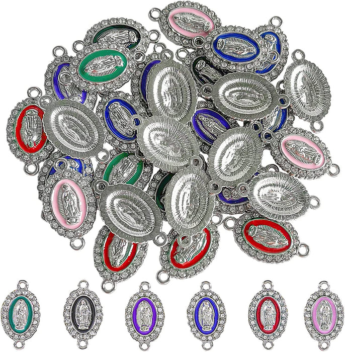 30 Pcs Alloy Virgin Mary Enamel Charms for DIY Crafts Bracelets, Earrings, Necklaces, Anklets, Keychains Jewelry Making (Silver)