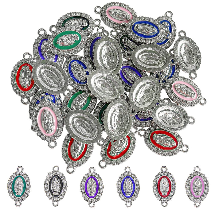 30 Pcs Alloy Virgin Mary Enamel Charms for DIY Crafts Bracelets, Earrings, Necklaces, Anklets, Keychains Jewelry Making (Silver)