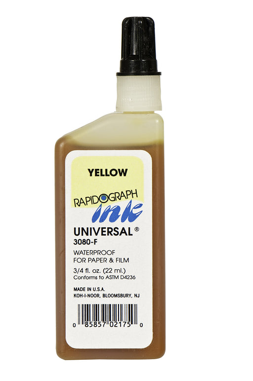 Koh-I-Noor Dye-Based Universal Drawing Ink, 0.75 oz Bottle, Yellow (3080F.YEL)