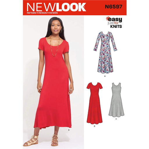 New Look Pattern N6597 Misses' Knit Dress, Various, White