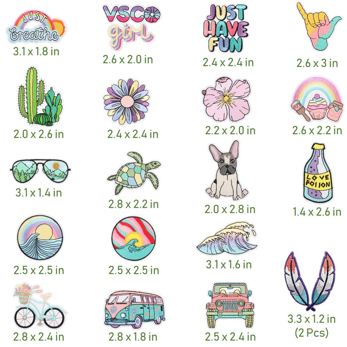 Kawaii Cartoon Iron On Patches, Cute Decor Patches for Backpacks, Embroidery Applique Aesthetic Stuff for Clothing, Jackets, Jeans, Hats (Cute2 20 Pcs)