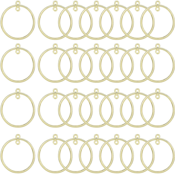 ANCIRS 30 Pack 14K Gold Plated Round Earring Hoops, Alloy Beading Stud Earrings Backs Pendant Charm Hooks Jewelry Findings for Women & Girls DIY Jewelry Making