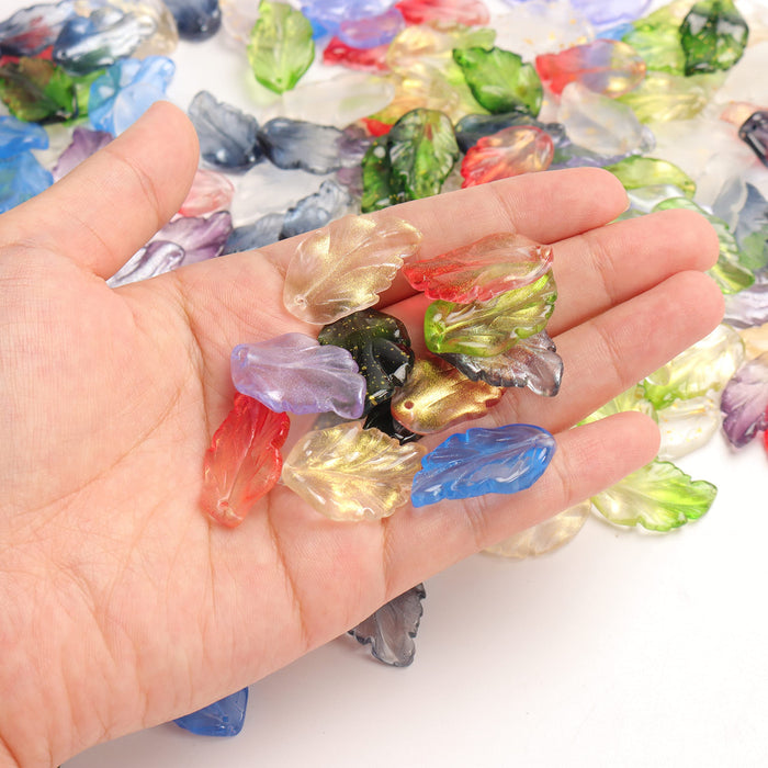 200 Mix of Czech Glass Leaf Beads Leaf Shape Crystal Beads for DIY Earring Necklace Jewelry Crafts Making