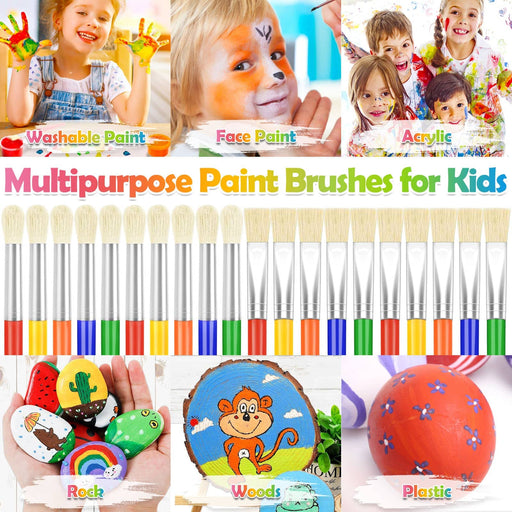 Paint Brushes, Anezus 50 Pcs Kids Paint Brushes Bulk Toddler Paint Brushes Set with Big Round Paint Brush and Large Flat Paint Brushes for Preschool Children Painting Party Supplies