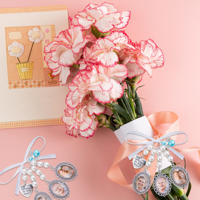 Bylion Wedding Bouquet Charm Bouquet Photo Charms Bridal Lacy Oval Bridal Charms You are Always in My Heart DIY Bouquet Picture Charm for Wedding Memory Friend Gift