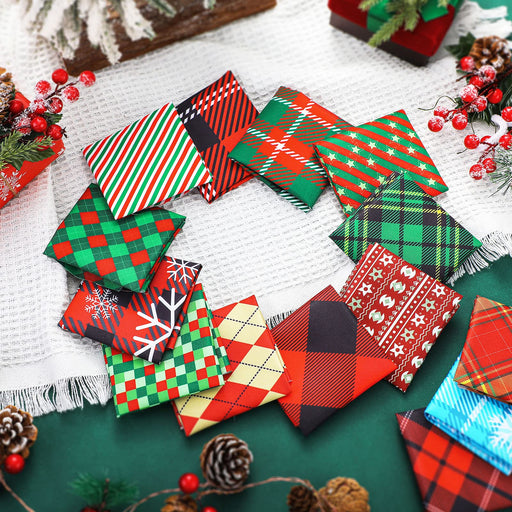 80 Pieces Christmas Fabric Quilting Fabric Squares Christmas Plaid Fabric Precut Squares Stripe Buffalo Fabric for DIY Patchwork Sewing Craft Scrapbooking Christmas Party Supplies 9.8 x 9.8 Inch