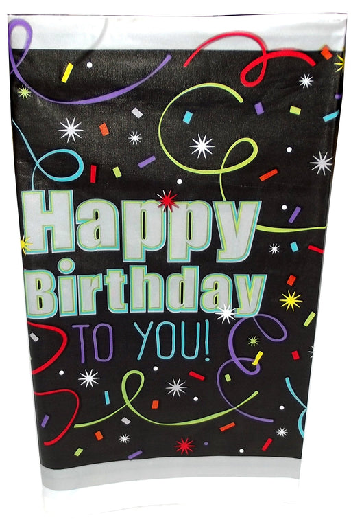 Amscan Brilliant Birthday Plastic Table Cover, 54" x 102", Multicolor