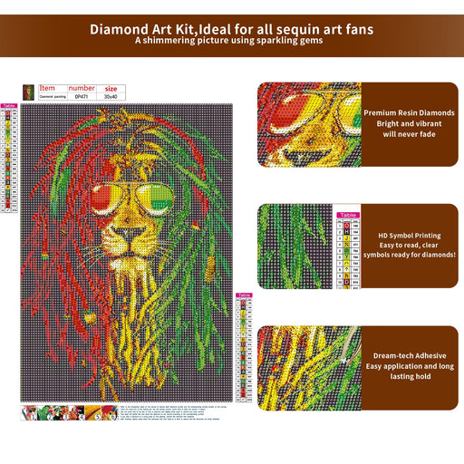 FORLAND Lion Diamond Painting Kits for Adults Beginners - 5D DIY Full Drill Diamond Dotz Kits Painting Crafts for Home Wall Decor, Diamond Art Kits,12x16inch